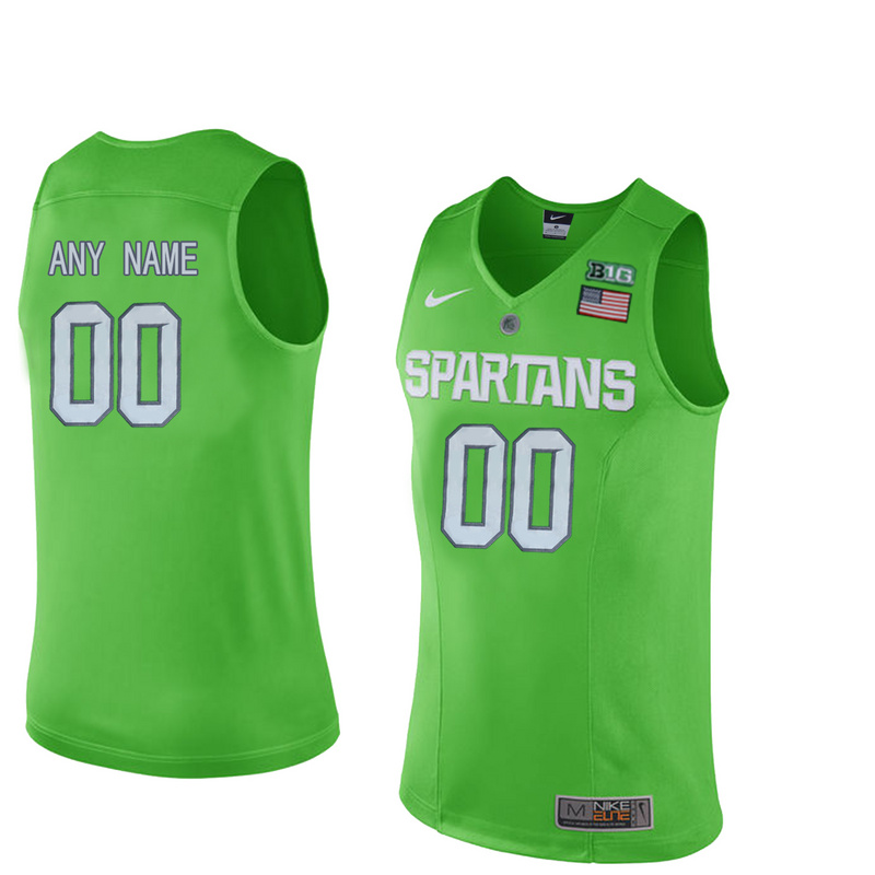 Michigan State Spartans Customized College Basketball Authentic Jersey  Apple Green